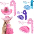 Happy styles Pink feather hat Eye catching Feathered Fancy dress decor Glaeese set Western style Love tour Concert fancy dress for Concerts Parties Festivals Cosplay events Costume parties Women. 