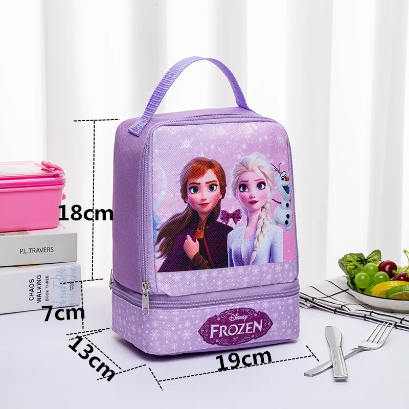 Disney Cartoon Frozen Cute Student School Bag Double Layer Lunch