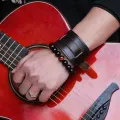 Trendy Men Wide Leather Bracelet Brown Wide Cuff Bangles Vintage Punk Wristband Men Jewelry Diy Bracelets Accessories. 