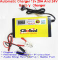 Automatic Battery Charge 12v and 24v 20AH Battery Charger Digital Display, Auto Stop When Battery Full,Fast and Efficient Charging for Multiple Battery Types. 