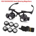 NEWACALOX 10X/15X/20X/25X Portable Head Wearing Magnifying Glass 2 LED/8 Lens for Jewelry Watchmaker Close Work Magnifiers. 