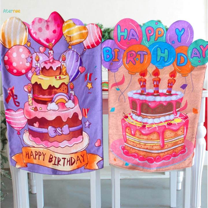 2 Pieces Birthday Chair Cover Office Cake Patterns Kids Birthday Chair Cove