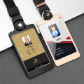 NEW Aluminium Alloy Vertical ID Card Holder Lanyard Gold Silver Card Holder Name Tag Badge Holder Business Office Supplies. 