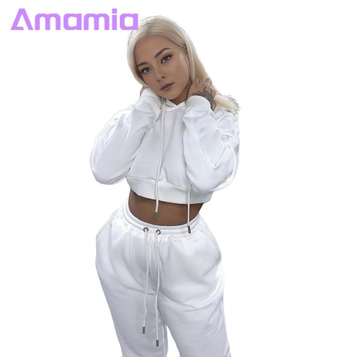 Women%20Hoodie%20Pants%20Set%20Cozy%20Women's%20Hoodie%20Sweatpants%20Set%20for%20Fall/winter%202%20Piece%20Outfit%20with%20Drawstring%20Waist%20Thick%20Material%20Stylish%20Tracksuit%20for%20Winter%20Jogging%20Pantsuit%20-%20Image%202
