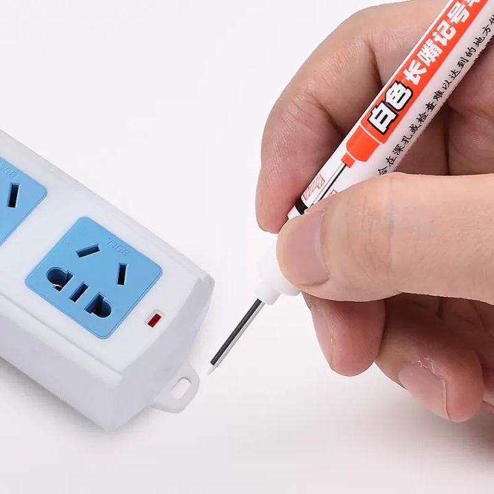 Genvana%20White%20Hatching%20Pen%20Carpenter%20Pencil%20Erasable%20Drawing%20Pen%20White%20Pen%20Easy%20to%20Wipe%20Water-Based%20Marking%20Pen%20Long-Headed%20Pen%20-%20Image%204