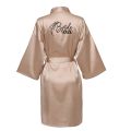 Wedding Party Team Bride Robe With Black Letters Kimono Satin Pajamas Bridesmaid Bathrobe NLJY002.