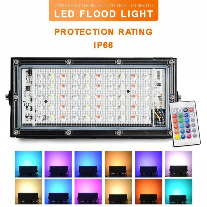 RGB LED Flood Light- Remote Controlled IP65 Waterproof Landscape ...