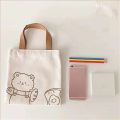 Women Little Canvas Handbag Cute Bear Simple Tote Cotton Cloth Bags Shopping Bag Lovely Grocery Totes Shoulder Bags For Girls.