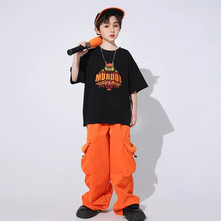 Ballroom%20Kids%20Hip%20Hop%20Clothing%20Oversize%20T%20Shirt%20Orange%20Casual%20Cargo%20Pants%20for%20Girl%20Boy%20Jazz%20Street%20Wear%20Dance%20Costume%20Clothes%20-%20Image%204