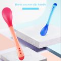 Baby Temperature Spoon Fork Anti-Scald Newborn Soft Feeding Silicone Tableware Set. 