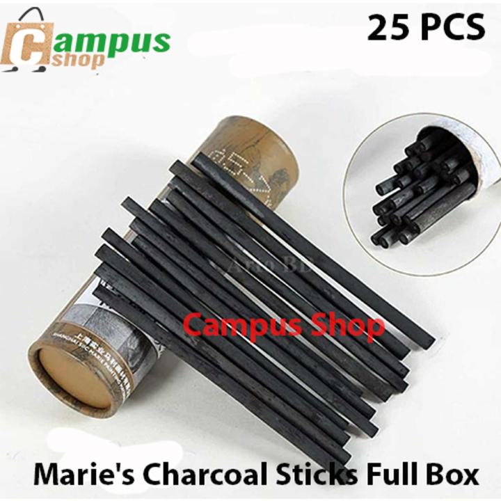 Maries Charcoal Sticks Full Box 25pcs Artist Charcoal Pencils Sketch Drawing