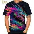 New Colorful Animal 3D Printing T-shirt Tiger Panda Dinosaur And Many Other Ai Animal Fashion Unisex Hip-hop Short-sleeve Tshirt. 