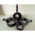 MGC/ Prestiege 7 Pcs Cookware Set For Superior Release -1Pc Casserol, 1Pc Fry pan, 1Pc Karai, 1Pc Milk pan and 3 lids Gift And Home Use.