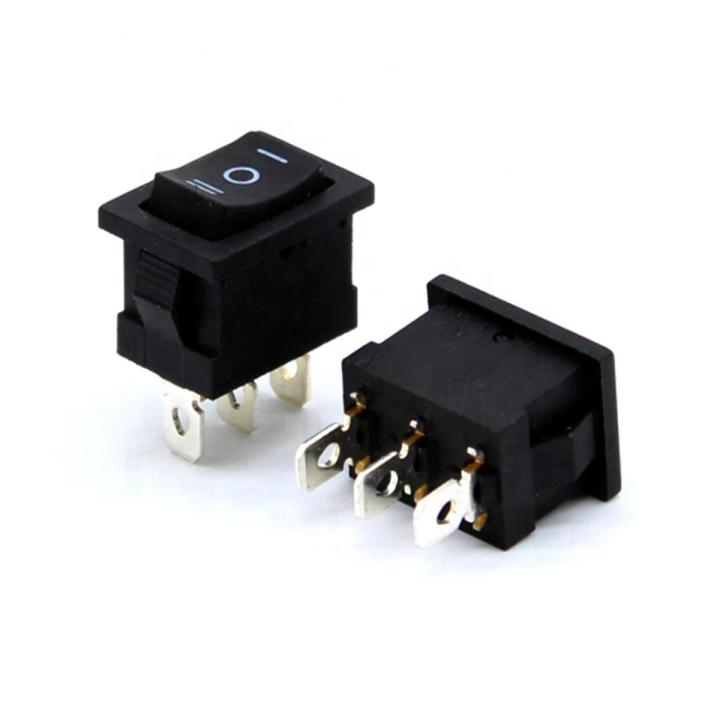 2 Pcs Black Mini On Off Switch 6A-10A 250V KCD1- 3 Pin Snap-in On/Off ...