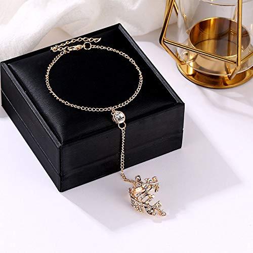 Finger Ring Leaf Design Finger Chain Ring