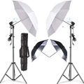 Umbrella setup kit with stand halogen flash - black. 