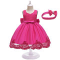 Foreign trade wholesale new girls long skirt bow lace dress middle and big kids evening dress kids dress.