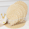 Straw Woven Placemat Wheat Straw Wheat Braid Woven Pad Dining Table Decor Insulation Meal Mat Environmentally Friendly Coaster.