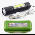 High Power Mini Torch Light with usb cable- Black - Torch Light.