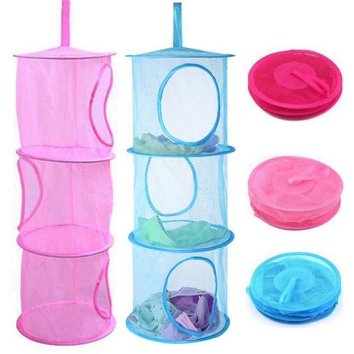 Storage Organizer 3 Compartments Net Hanging Mesh Stuffed Storage Hammock Net, Foldable