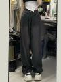 Large Size Straight Jeans for Fat Girls Spring and Autumn New American StylevibeFenggao Street Slimming and Wide Leg Mop Pants. 