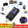 Dual USB Power Current Voltage Meter Tester Portable Mini Current. 