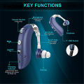 Fashions Bluetooth noise cancelling hearing aid audio amplifier, hearing loss, headphone type hearing aid, deaf back of ear hearing aid. 