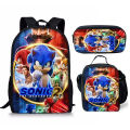 Amazon New Sonic Backpack Sonic2 Student School Bag Children's Meal Bag Pencil Case Three-Piece Set Manufacturers Wholesale. 