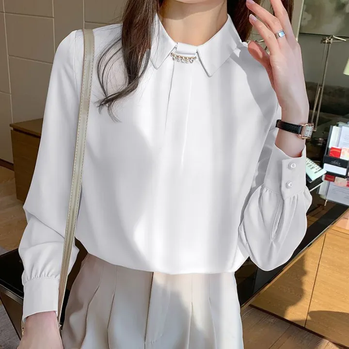 Pink%20Shirt%20Women's%20Long%20Sleeve%20Spring%20New%20Korean%20Style%20Western%20Style%20Design%20Sense%20Niche%20Fashion%20High-End%20Satin%20Top%20-%20Image%206