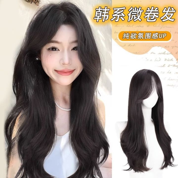 Factory wholesale wig female long hair full head cover dummy human hair new middle part big wave curly hair wig set