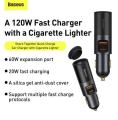 Baseus Share Together Fast Charge Car Charger with Cigarette Lighter Expansion Port U+C 120W.