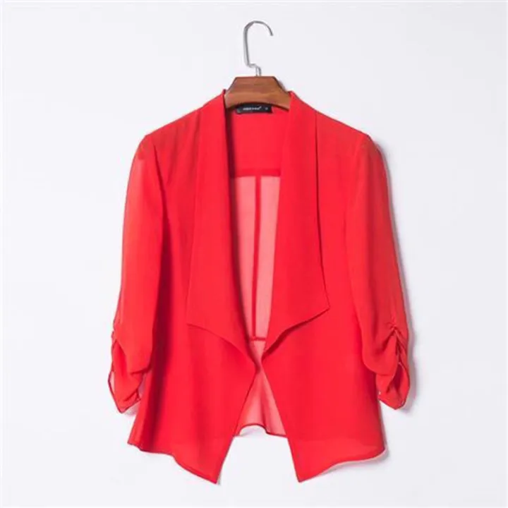 Chiffon%20Small%20Suit%20Short%20Coat%20Women's%20Thin%20Suspender%20Skirt%20Shawl%20Outer%20Match%20Blouse%20Women's%20Short%20Summer%20Sun%20Protection%20Cardigan%20-%20Image%204