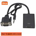 Vga To HDMI Compatible+3.5mm Conversion Cable, Vga To HDMI Compatible With Audio,.