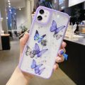 Butterfly Bling Clear Case for iPhone 13 12 11 Pro X XS Max XR 6 7 8 Plus Glitter Case,Cute Butterflies Design Soft Slip Resistant Protective Phone Case Cover casing iphone 11 case iphone 13 pro max casing iphone case.