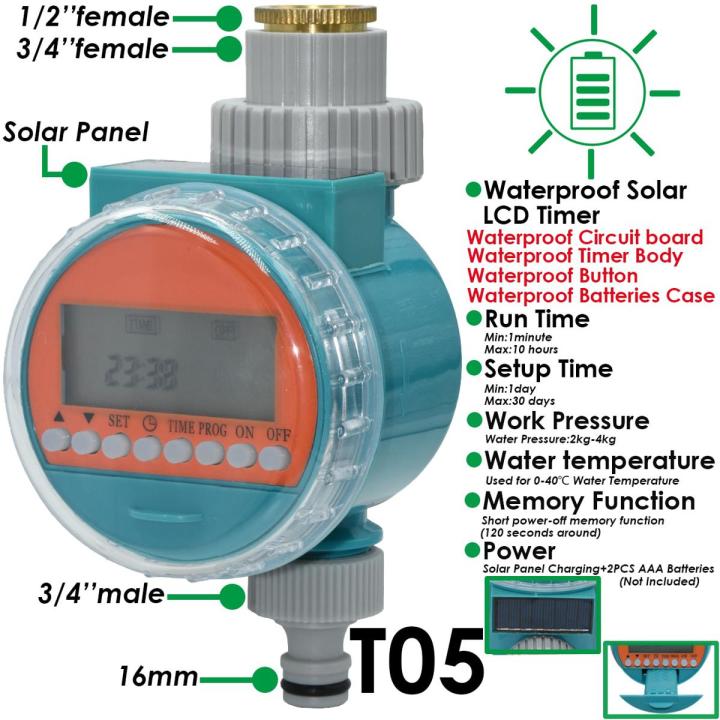 Garden Automatic Watering System Timer Rain Sensor Solar LCD Electronic Drip Irrigation Controller Greenhouse Irrigator
