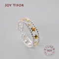 100% Pure 925 Sterling Silver Ring Fashion Simple Gold stars Ring Thin Geometric finger Ring For Women Jewelry Anti Allergy 4.9 Loser Lione. 