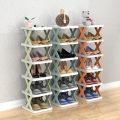 Creative 5-layer Shoe Rack Storage Organizer Simple Plastic Household Multi-function Space-saving Folding Shoe Stacker Shelf Large Size. 
