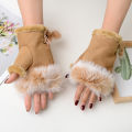 Gloves for women 1Pair Fashion Women Faux Rabbit Fur Hand Wrist Crochet Knitted Fingerless Gloves Mittens Winter Autumn Warmer.