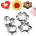 12 Pcs Stainless Steel Cookie Cutter Set - Heart, Star, Flower & Circle Shapes - Biscuit & Cake Decorating Baking Mold Set.