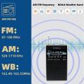 Retekess PR15 Pocket NOAA Weather Radio, AM FM Radio Portable, Little Transistor Radio Powered by AAA Batterys for Walking, Camping (Silver Black). 