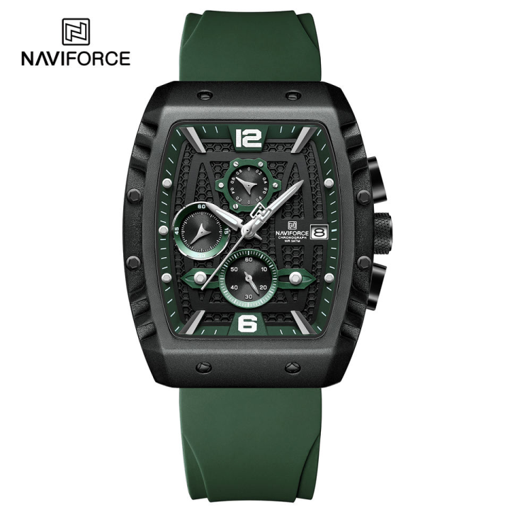 NAVIFORCE%208025%20Square%20Silicone%20Quartz%20Wristwatch%20for%20Man%20Chronograph%20Luxury%20Watches%20for%20Men%20Original-Green%20-%20Image%203
