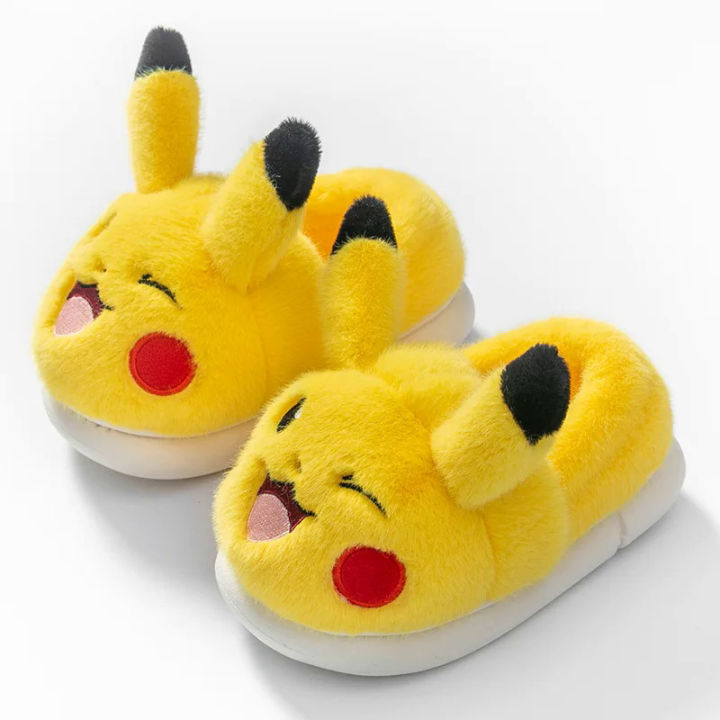 Pokemon%20Pikachu%20Children's%20Cotton%20Slippers%20Boys%20and%20Girls%20Winter%20Home%20Shoes%20Indoor%20Non-slip%20Parent-child%20Bag%20Heel%20Cotton%20Shoes%20-%20Image%202
