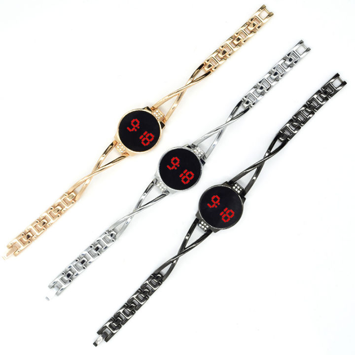 Minimalist%20Design%20Stainless%20Steel%20LED%20Touch%20Screen%20Women's%20Watch%20Fashionable%20Bracelet%20Strap%20with%20Designer%20Decoration%20-%20Image%202