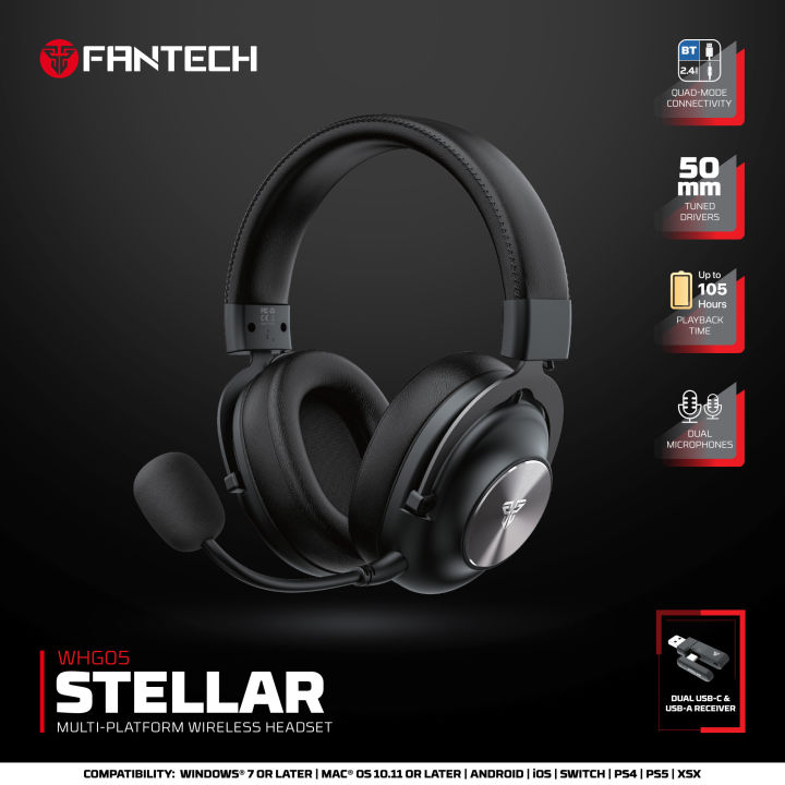 FANTECH WHG05 STELLAR Multiplatform Wireless Gaming Headset Black