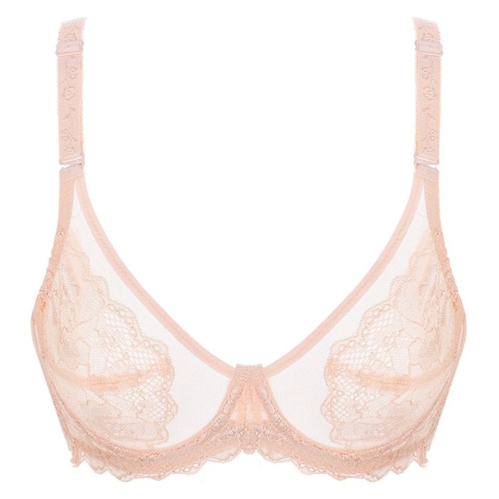 Xianqifen Minimizer Bras for Women Ultra Thin Black Lace Bralette Transparent Underwire Top BH Push Up Brassiere Girl ABCDE
