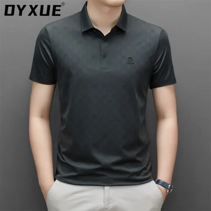DYXUE%20Summer%20Luxury%20Seamless%20Design%20Solid%20Color%20Cool%20Short-sleeved%20brand%20Polo%20Shirt%20Men's%20Waffle%20Lapel%20Diamond%20Print%20Top%20M-4XL%20-%20Image%205