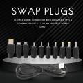 DC Power Cord USB to 5.5X2.1 Multifunctional Dc Interchangeable Plug. 