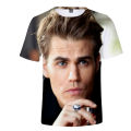 TV Series The Vampire Diaries Damon Salvatore Elena Gilbert Stefan Salvatore 3D T-Shirt Men/Women Short Sleeve T Shirt Clothes. 