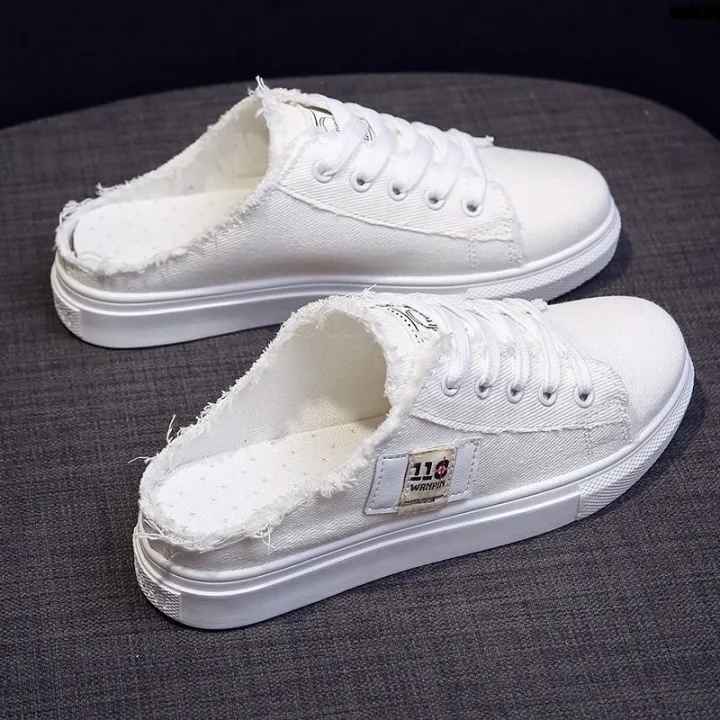 New%20Korean%20Style%20Women's%20White%20Shoes%20%EF%B9%A4%20Flat%20Bottom%20*%20Lazy%20People%20without%20Students%20%EF%B8%B8%20Canvas%20Shoes%20%EF%B9%95%EF%B9%82%20Spring%20and%20Summer%20#%EF%B9%8F%20Half%20Back%20Slip-on%20%C2%B7%20-%20Image%207