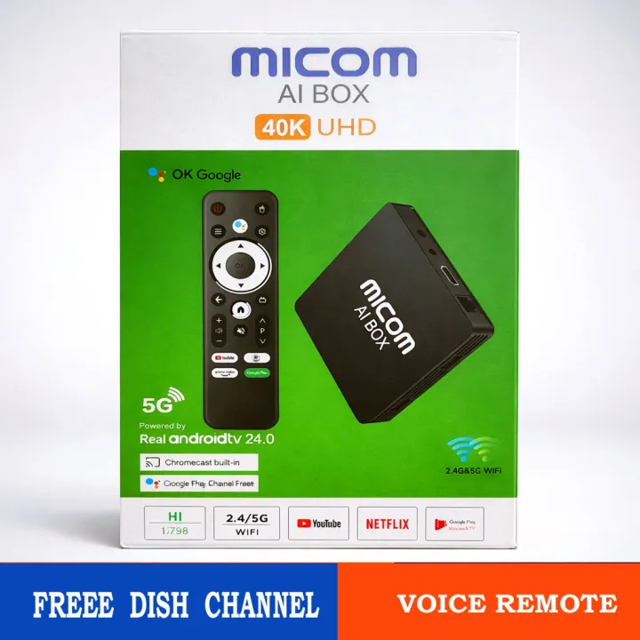 Midcom Box MICOM AI Box 4K UHD Android TV Box | Voice Remote | 2GB 16GB | Netflix ...